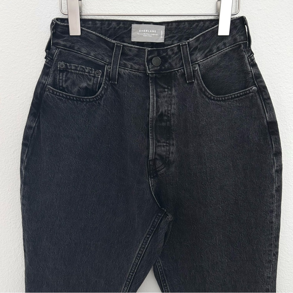 Everlane 90s Curvy Cheeky Black Denim Jean High Rise Straight Button Fly Size 29 - Picture 2 of 15